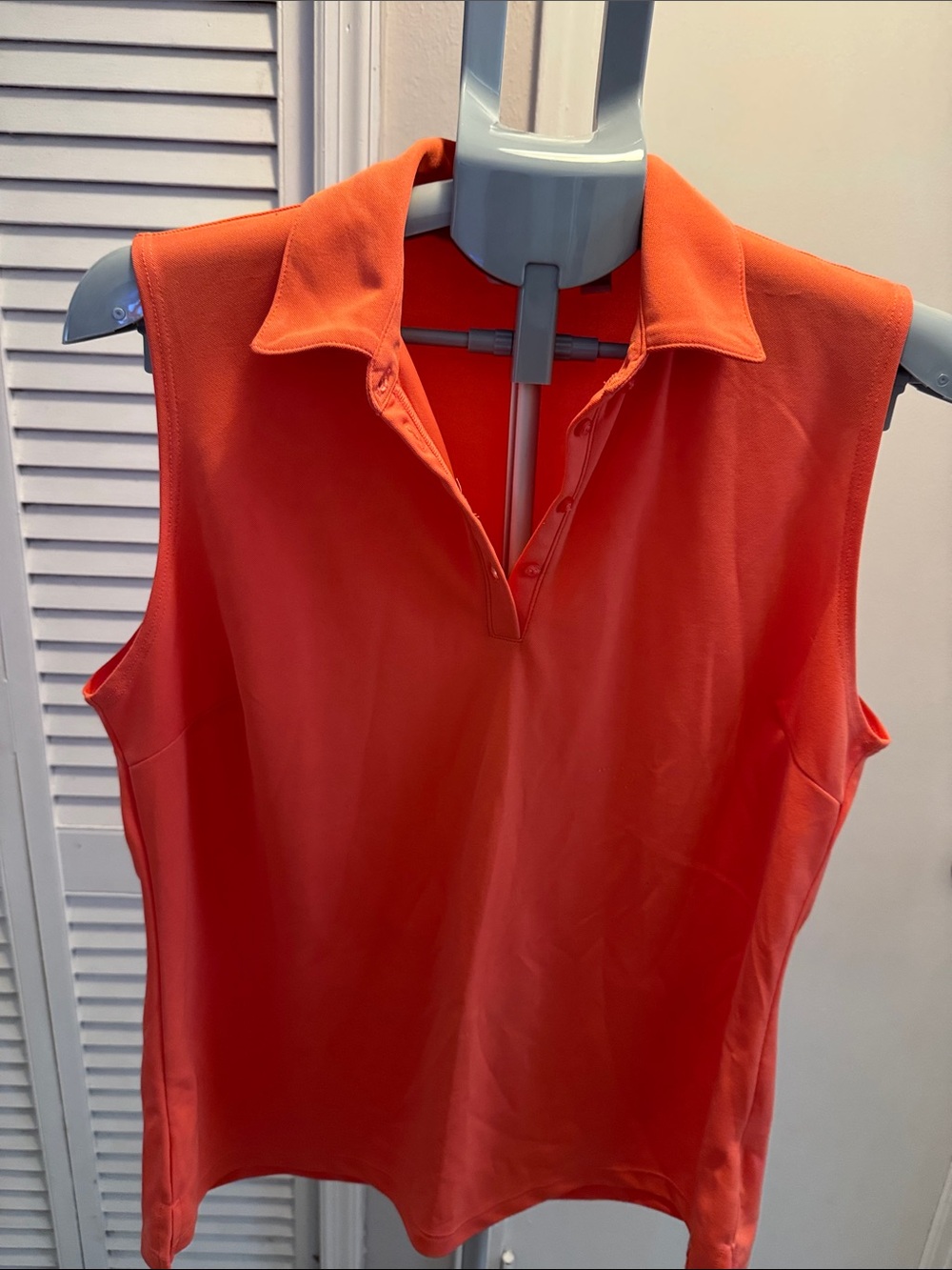 Lady Hagen Sleeveless Polo Tank Top - Orange/coral